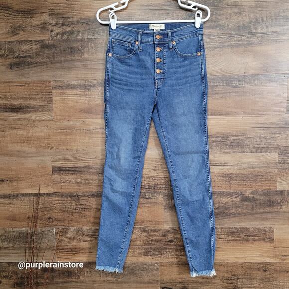 Madewell Jeans 27 Skinny 10" Hi Rise Tummy Control Button Fly AF687 Mackey Wash - Picture 1 of 12